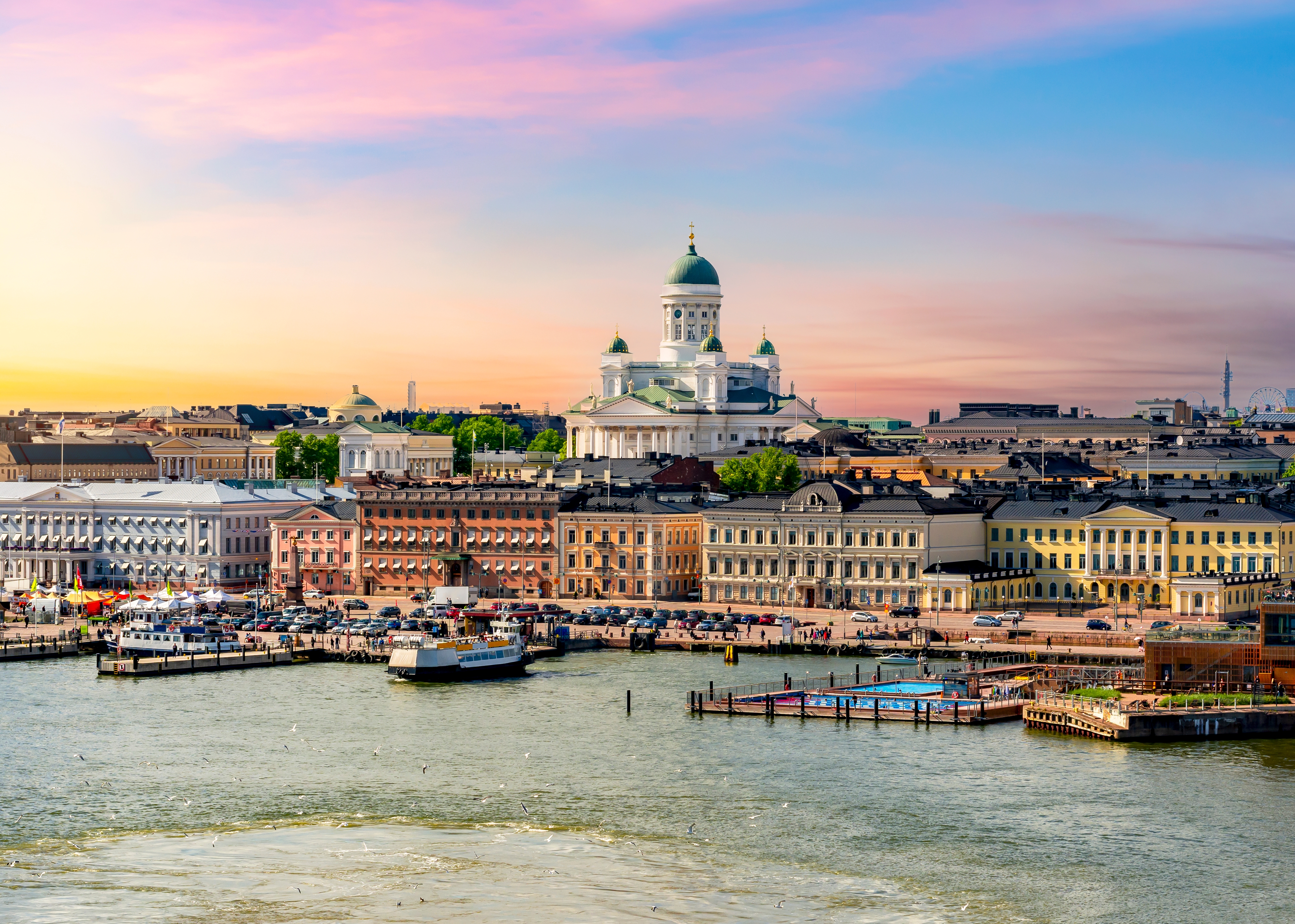 1 helsinki cityscape and helsinki cathedral at sunset finland