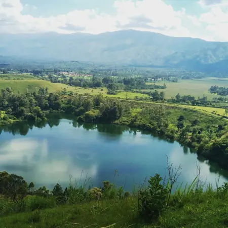 crater lake at the forest uganda
