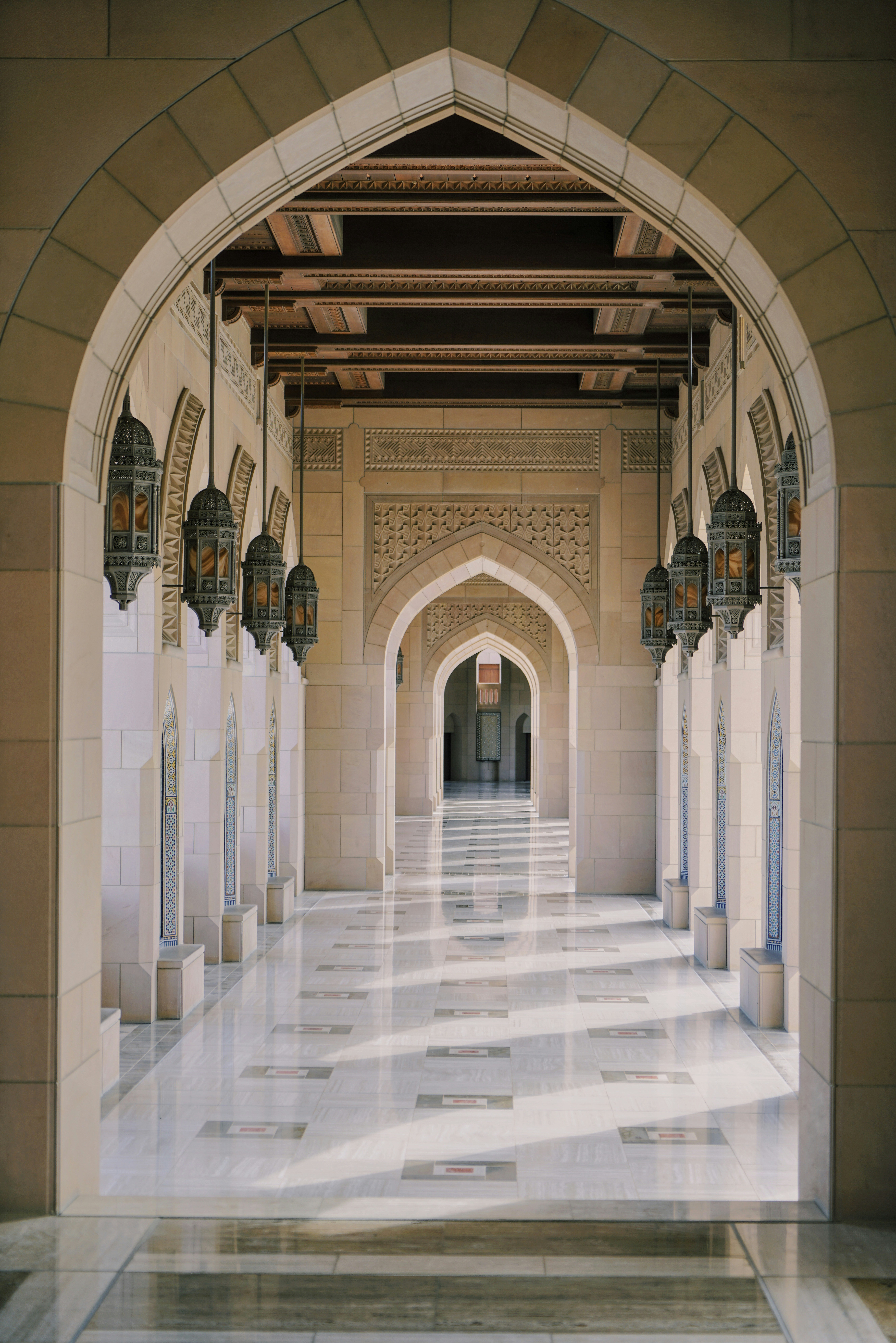 eastern hallway of sultan qaboos grand mosque muscat sultanate of oman