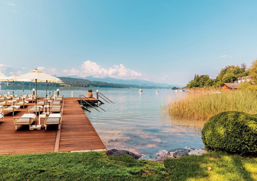 private beach with sundeck