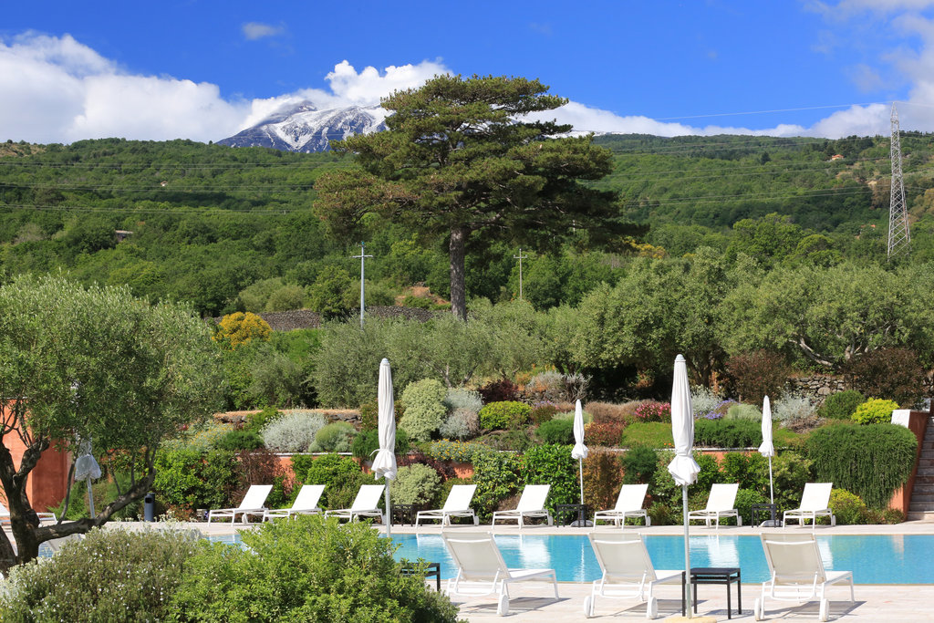 swimming pool with view on mount etna