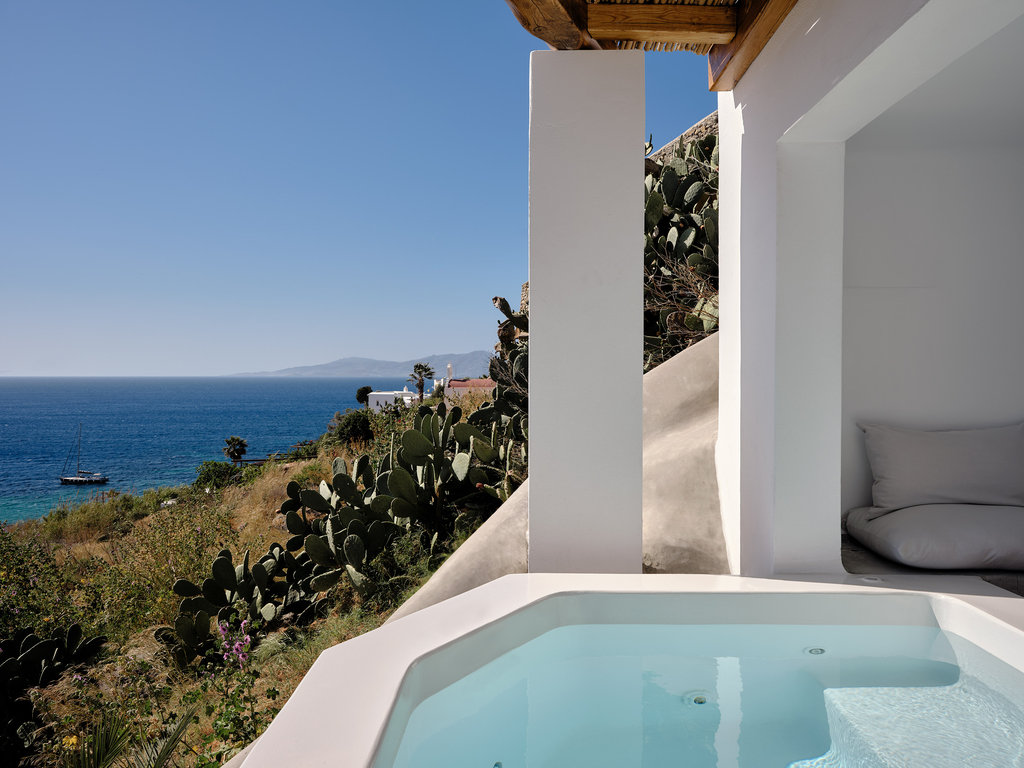 bohemian sunset sea view suite outdoor plunge pool