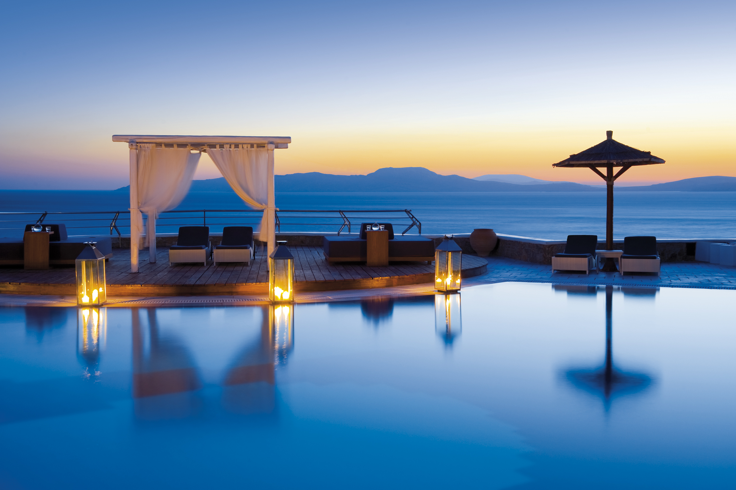 pool area sunset