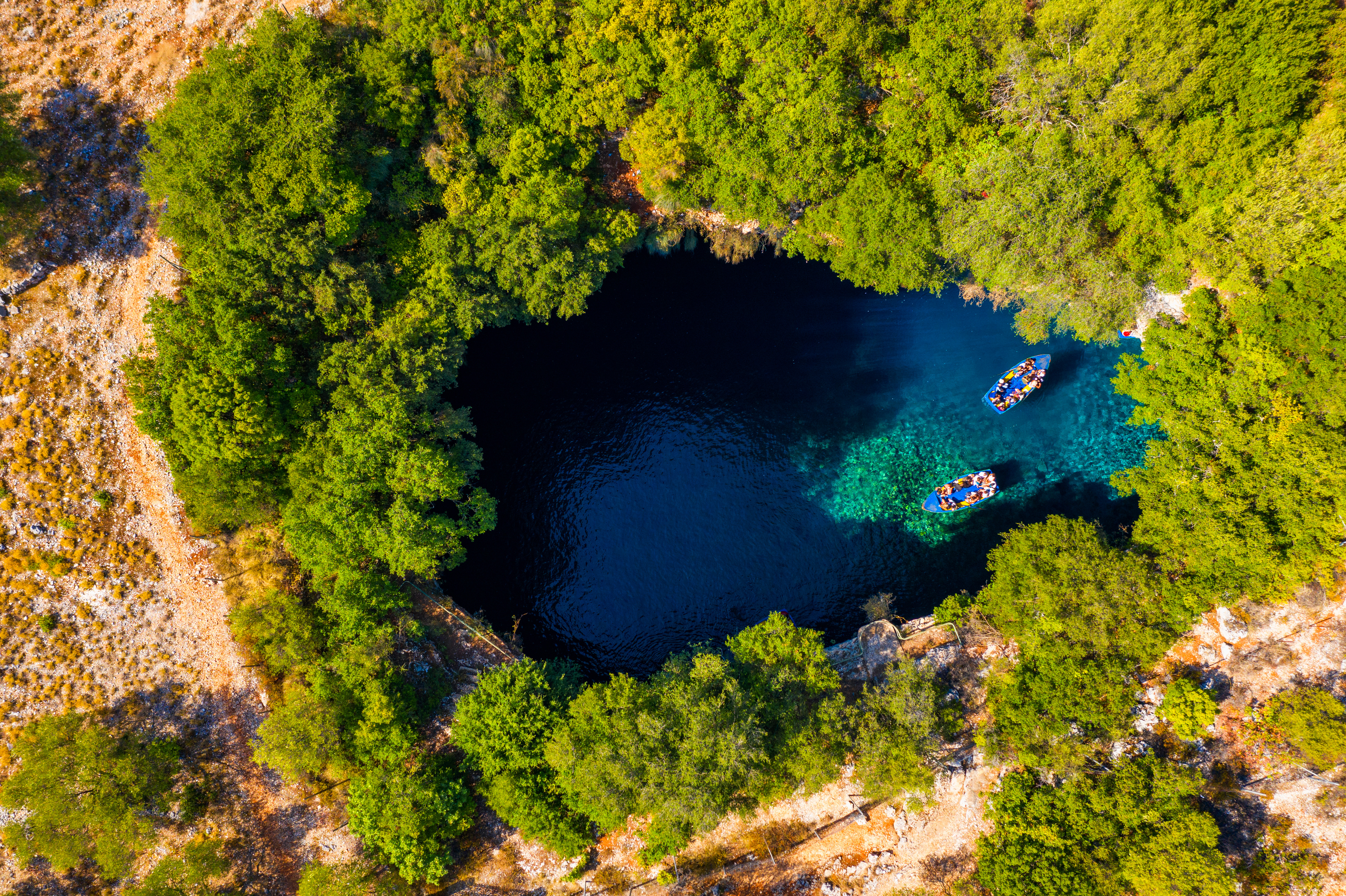 melissani cave top view